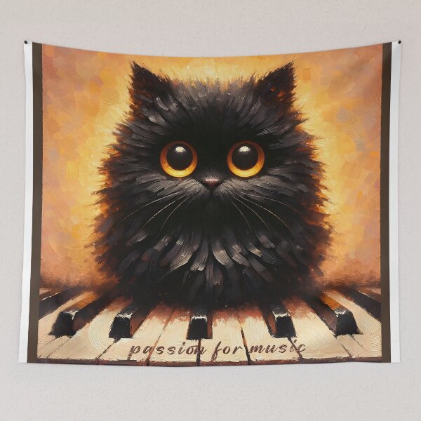 Item preview, Musical Passion Fluffy Cat designed and sold by inkArtistryfine.
