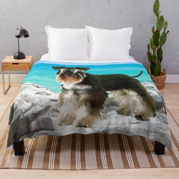 Item preview, Miniature Schnauzer on the beach Watercolor designed and sold by k9printart.