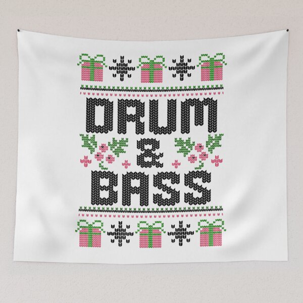 Item preview, DRUM AND BASS  - Ugly Xmas Sweater (Black) designed and sold by Discothreadz.