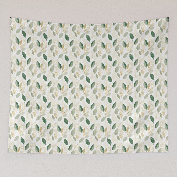Item preview, Green and White Leaves Art Deco Style Seamless Pattern  designed and sold by Sototos® ⭐⭐⭐⭐⭐.