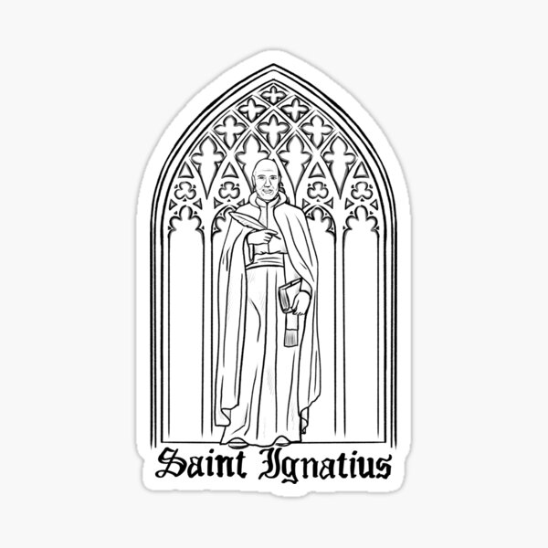 "Saint Ignatius in Black" Sticker by landpenguin Redbubble