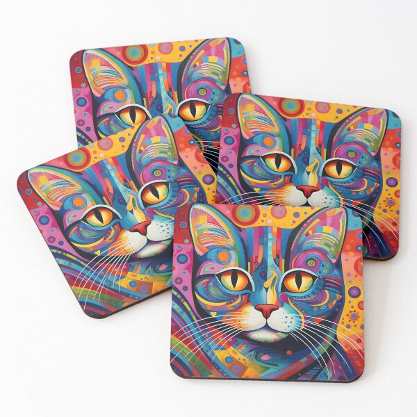Item preview, Vibrant psychedelic abstract cat print designed and sold by dcrc.