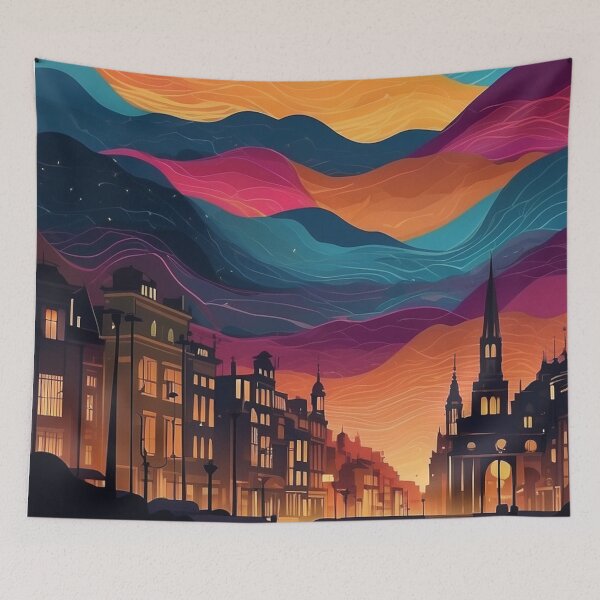 Artikelvorschau, 008 Silhouettes of Colorful City Buildings and Landmarks entworfen und verkauft von Alexis Art Collection.