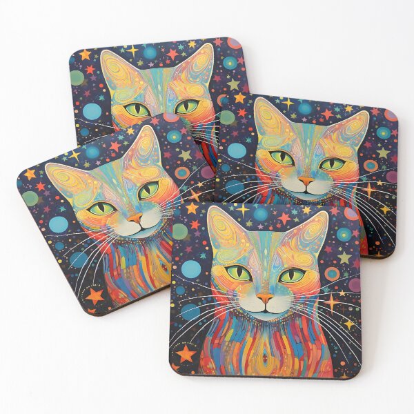 Item preview, Vibrant psychedelic abstract cat print designed and sold by dcrc.