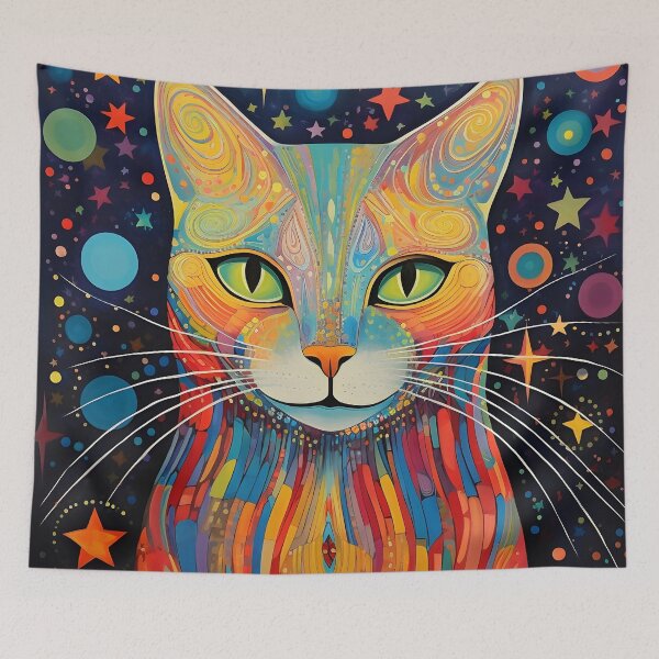 Item preview, Vibrant psychedelic abstract cat print designed and sold by dcrc.