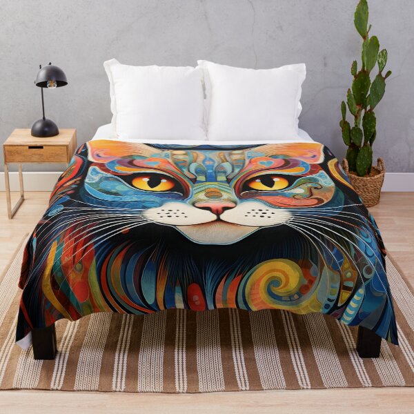 Item preview, vibrant psychedelic abstract cat print designed and sold by dcrc.