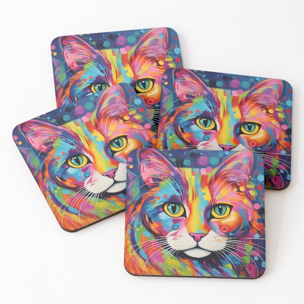 Item preview, vibrant psychedelic abstract cat print designed and sold by dcrc.