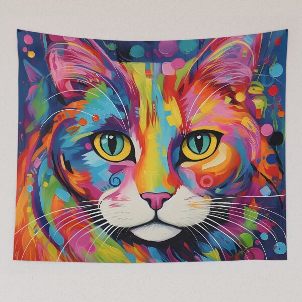 Item preview, vibrant psychedelic abstract cat print designed and sold by dcrc.
