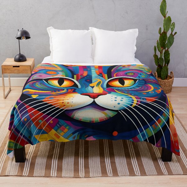 Item preview, Vibrant psychedelic abstract cat print designed and sold by dcrc.