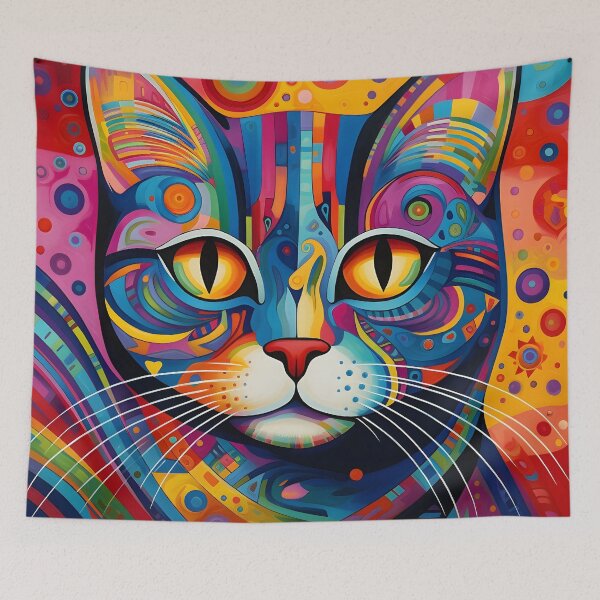 Item preview, Vibrant psychedelic abstract cat print designed and sold by dcrc.