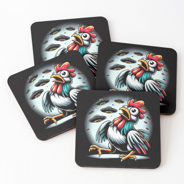 Item preview, Chicken Scared By UFO Alien Invasion designed and sold by BeansHotTees.