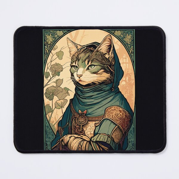 Item preview, Art Nouveau Cat Medieval Knight Robin Hood designed and sold by entwithanaxe.