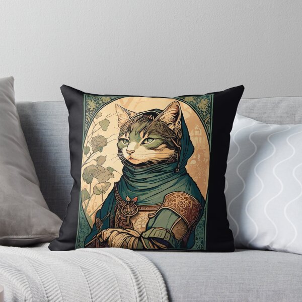 Item preview, Art Nouveau Cat Medieval Knight Robin Hood designed and sold by entwithanaxe.