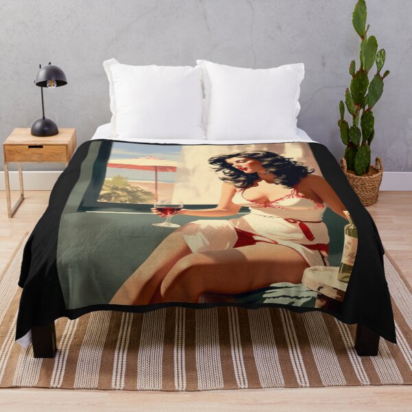 Vista previa del artículo con la obra «  Bikini - Chica Introvertida Bebiendo Vino», diseñado y vendido por LoveandNature.