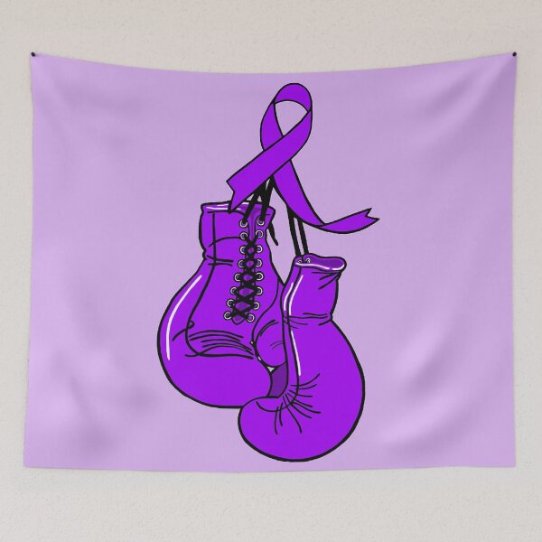 Artikelvorschau, Lila Boxhandschuhe mit Bewusstseinsband entworfen und verkauft von Chronic Illness Awareness Shop.