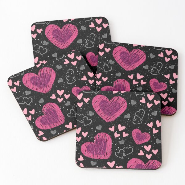Item preview, Pink heart love and black theme pattern-funny cute beautiful art print design designed and sold by HoneyBlizz.