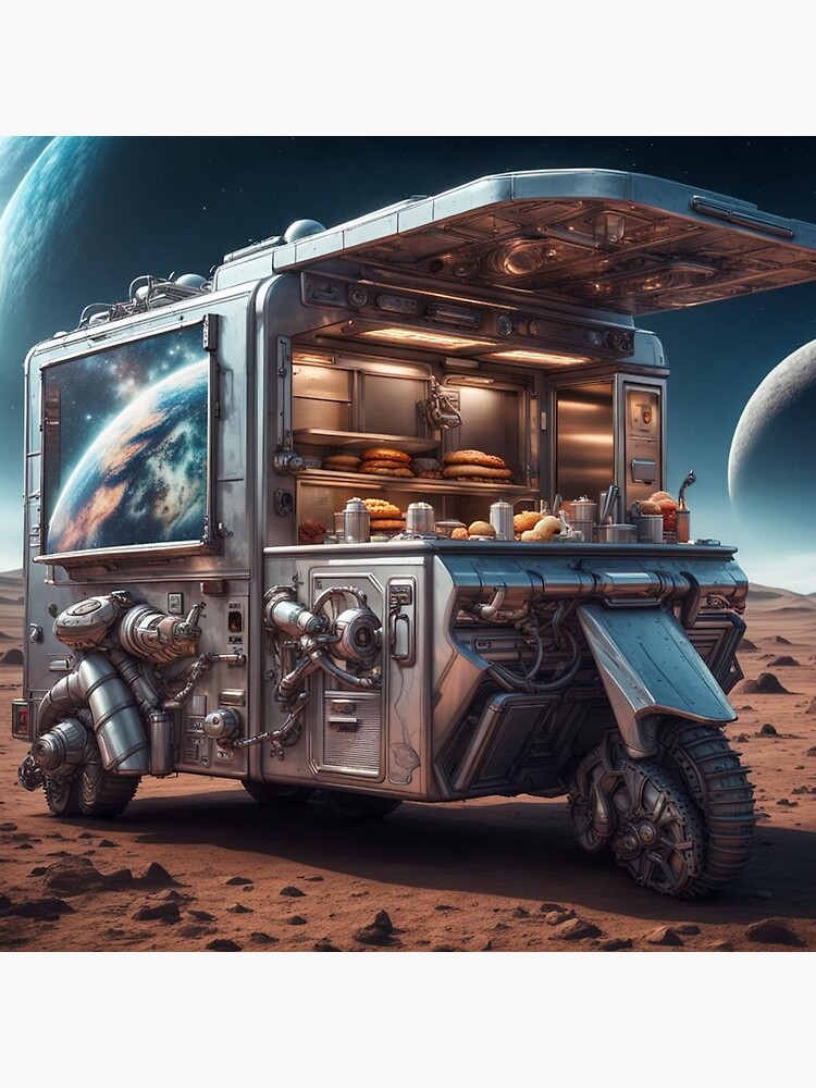 Thumbnail 4 of 4, Pillow, FoodTruck on a distant Planet designed and sold by LenCarol.