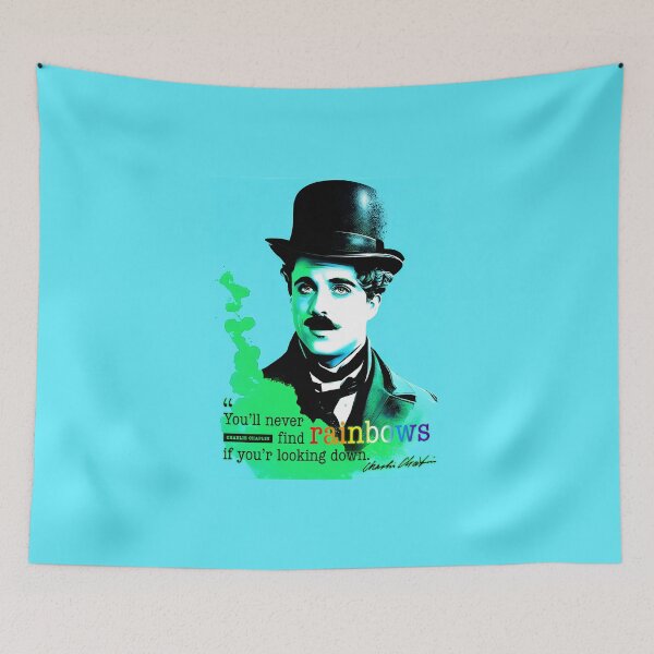 Item preview, Portrait of Charlie Chaplin painted in graffiti style with quote designed and sold by BubblyDelight.