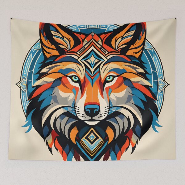 Item preview, Art Deco inspired picture of a Wolf designed and sold by Petalandfur.