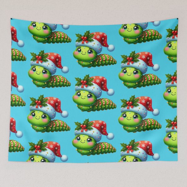 Item preview, Pequeña y adorable oruga navideña designed and sold by DigiDreamyArt.