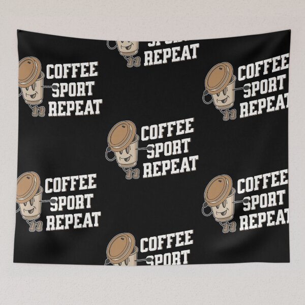 Item preview, Coffee sport Repeat, funny coffee inspired sport designed and sold by Merchattack.
