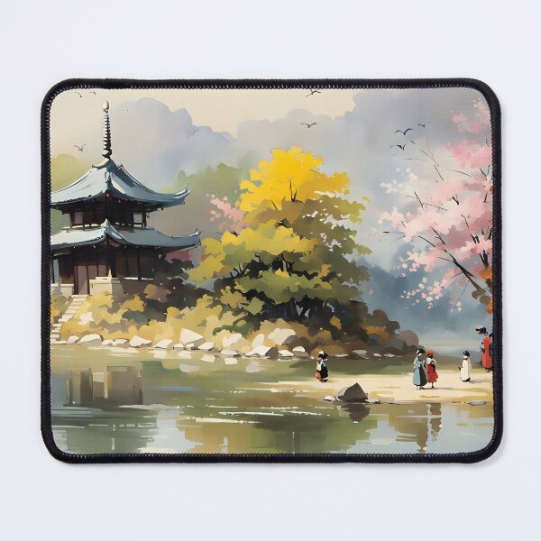 Item preview, A tranquil autumn scene on a Japanese river designed and sold by LordFalcon.