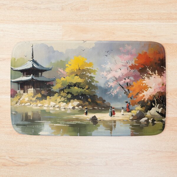 Item preview, A tranquil autumn scene on a Japanese river designed and sold by LordFalcon.