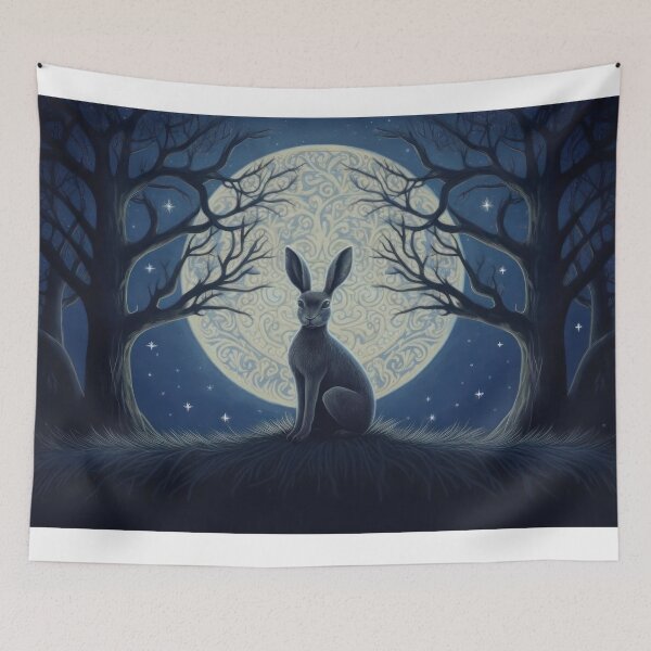Item preview, Hare, Pagan Hare, Pagan Art, Moon, Animal, designed and sold by thewandswant.