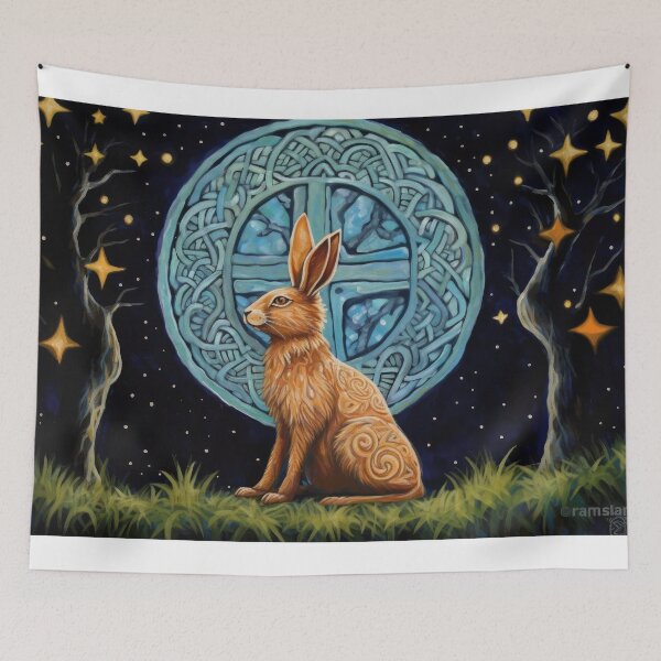 Item preview, Hare, Pagan Hare, Pagan Art, Moon, Animal, designed and sold by thewandswant.