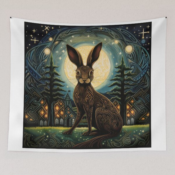 Item preview, Hare, Pagan Hare, Pagan Art, Moon, Animal, designed and sold by thewandswant.