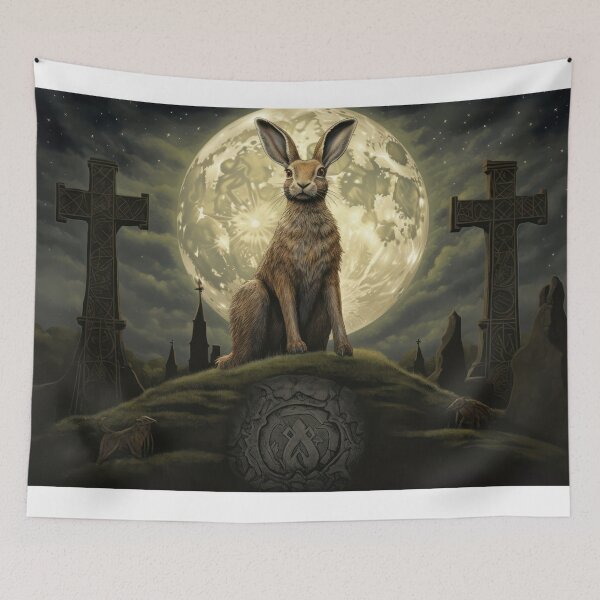 Item preview, Hare, Pagan Hare, Pagan Art, Moon, Animal, designed and sold by thewandswant.