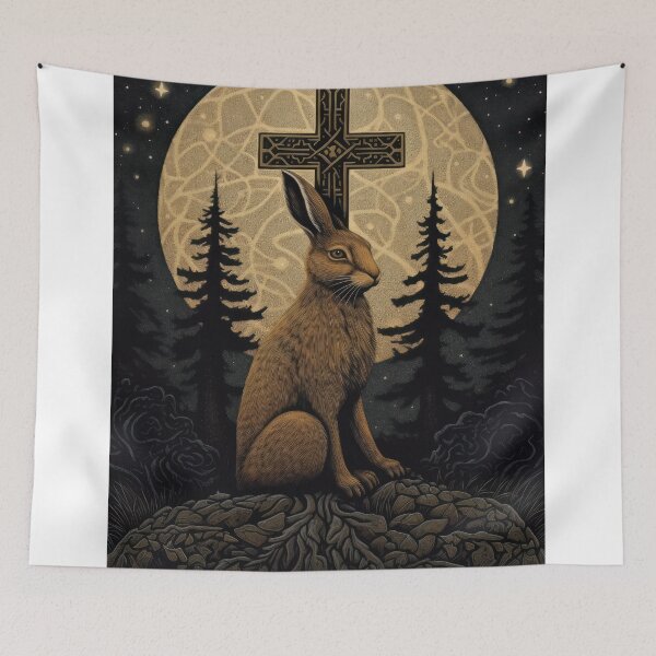 Item preview, Hare, Pagan Hare, Pagan Art, Moon, Animal, designed and sold by thewandswant.