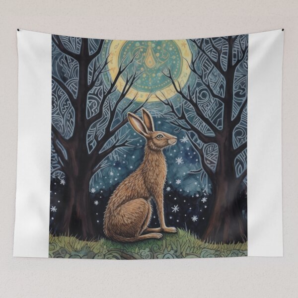 Item preview, Hare, Pagan Hare, Pagan Art, Moon, Animal, designed and sold by thewandswant.