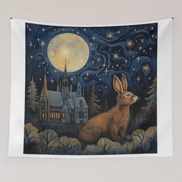 Item preview, Hare, Pagan Hare, Pagan Art, Moon, Animal, designed and sold by thewandswant.