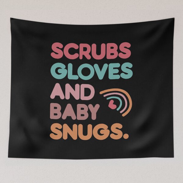 Aperçu de l'œuvre Gants de gommage et infirmière de travail et d'accouchement pour bébés créée et vendue par belladesign7.