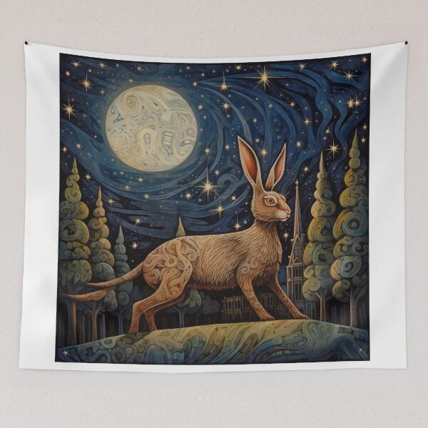 Item preview, Hare, Pagan Hare, Pagan Art, Moon, Animal, designed and sold by thewandswant.