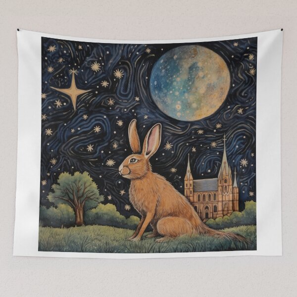 Item preview, Hare, Pagan Hare, Pagan Art, Moon, Animal, designed and sold by thewandswant.