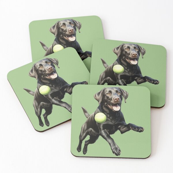Item preview, Playful Black Labrador with Tennis Ball Illustration designed and sold by solrevolver.