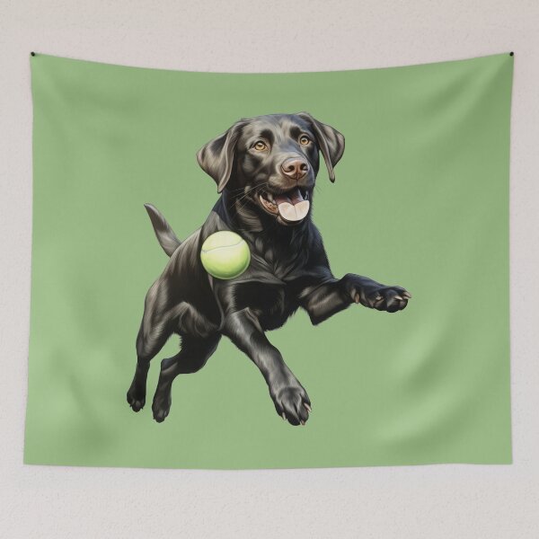 Item preview, Playful Black Labrador with Tennis Ball Illustration designed and sold by solrevolver.