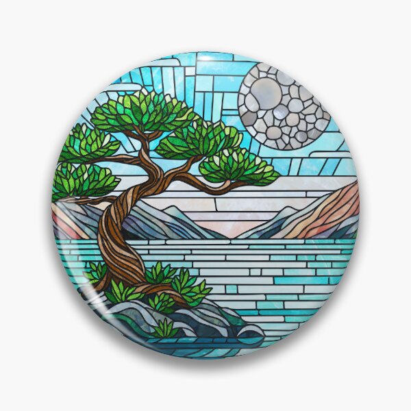 Item preview, Bonsai Tree Full Moon Mosaic Art designed and sold by k9printart.