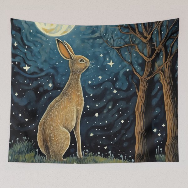 Item preview, Hare, Pagan Hare, Pagan Art, Moon, Animal, designed and sold by thewandswant.