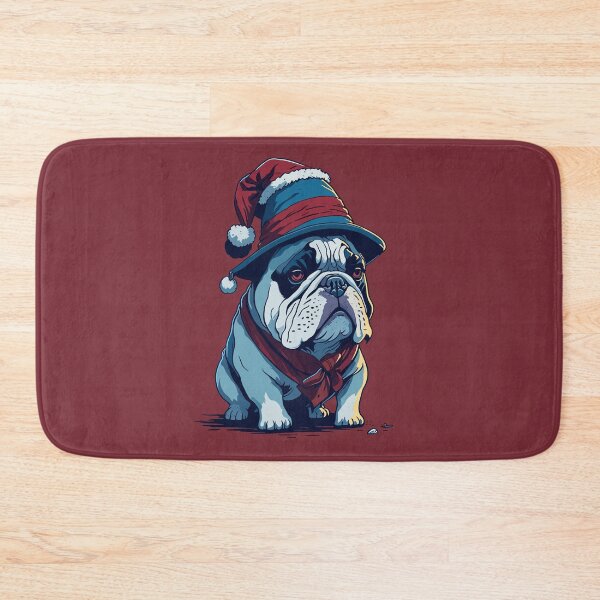Item preview, Bulldog Blues: The Grinch Spirit in a Sad Bulldog Wearing Christmas Hat - A Humorous Holiday Twist designed and sold by cutie1pie1dogs.