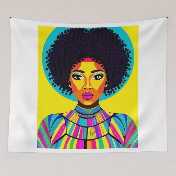 Item preview, Black woman with a deep gaze and afro style designed and sold by fotofeast.