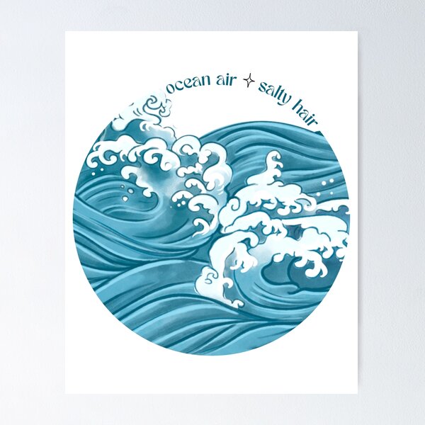 Item preview, Waves with the font "ocean air salty hair" designed and sold by stayfreshbyme.
