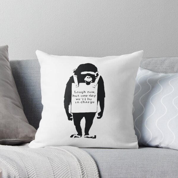 Item preview, Banksy Quote Monkey Chimpanze Laugh Now, but one day we'll be in charge Graffiti Street art with Banksy signature  designed and sold by QuirkByLgnatius.