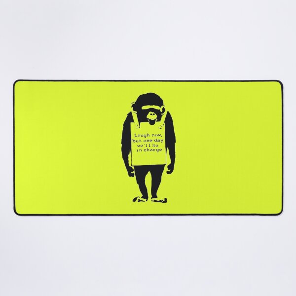 Item preview, Banksy Quote Monkey Chimpanze Laugh Now, but one day we'll be in charge Graffiti Street art with Banksy signature designed and sold by QuirkByLgnatius.