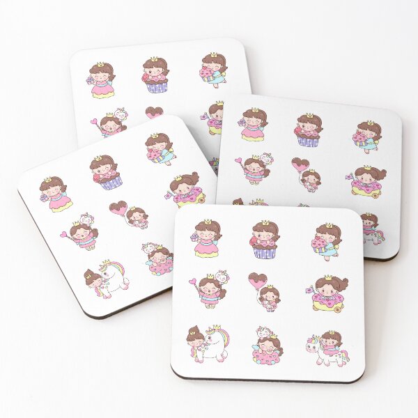 Item preview, happy little girl with candy and her unicorn designed and sold by huape.