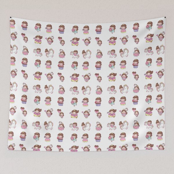 Item preview, happy little girl with candy and her unicorn designed and sold by huape.