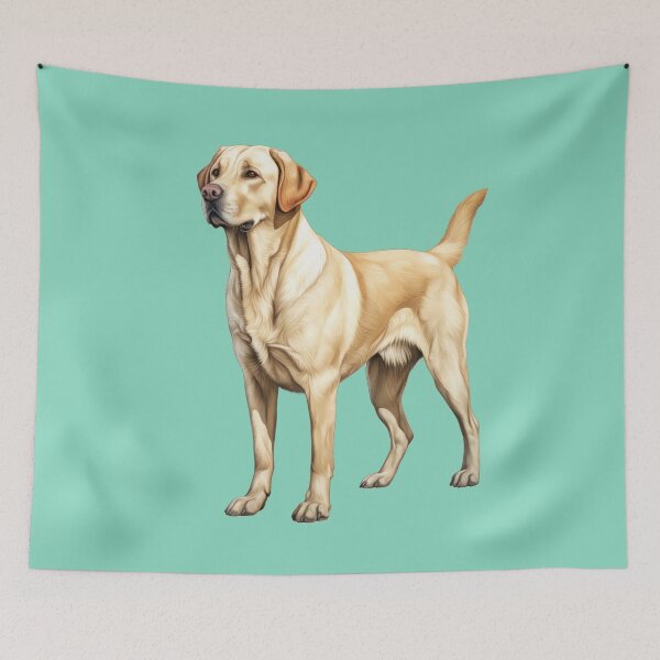 Item preview, Vigilant Yellow Labrador Standing Attentively Illustration designed and sold by solrevolver.