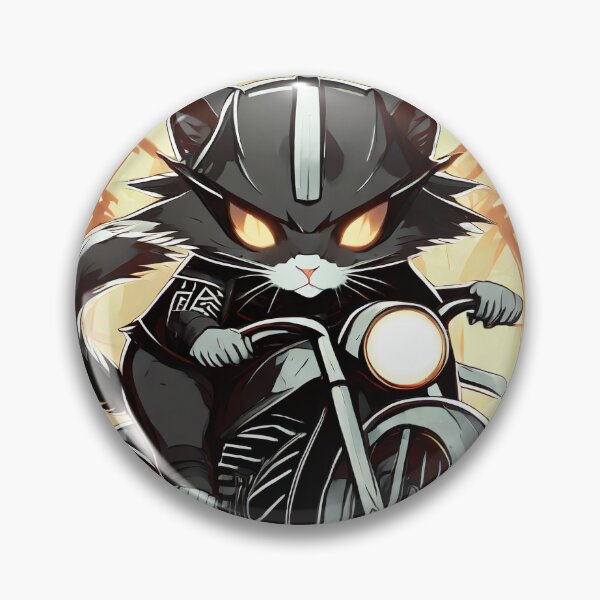 Item preview, Black Samurai Kitten riding a Motorcylce designed and sold by BADESIGNZZ.